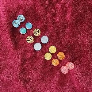 9/16th plugs earrings metal glass sparkle dichroic lot of 8 - 9 16 gauges 14mm